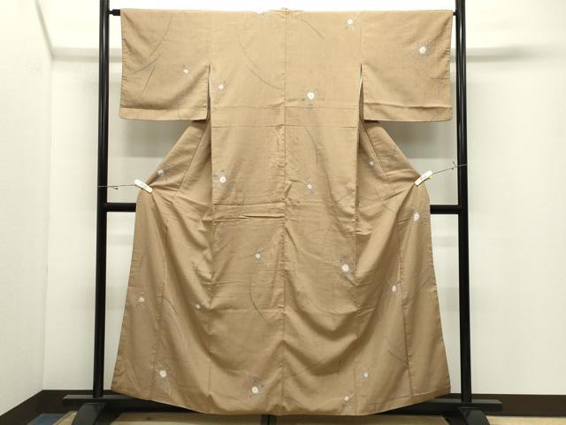 平和屋着物●上質な小紋 紬地 絞り 舞花文 正絹 逸品 CABK2248gh