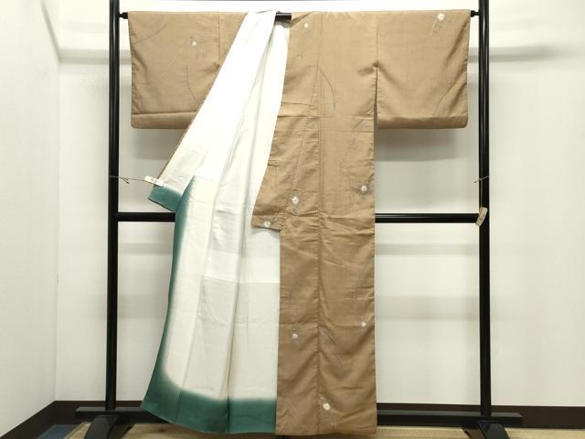 平和屋着物●上質な小紋 紬地 絞り 舞花文 正絹 逸品 CABK2248gh