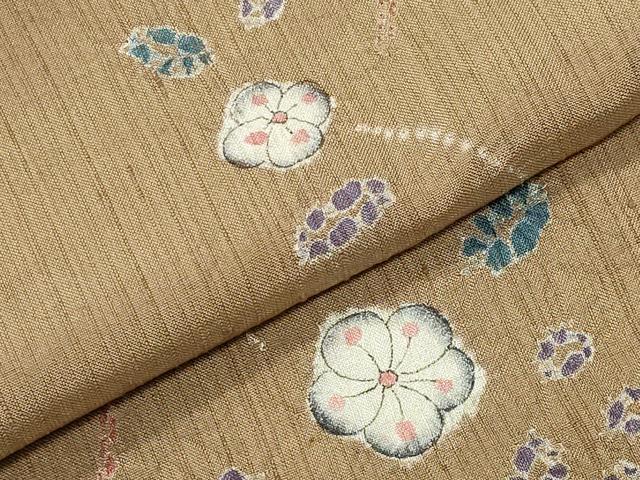 平和屋着物●上質な小紋 紬地 絞り 舞花文 正絹 逸品 CABK2248gh