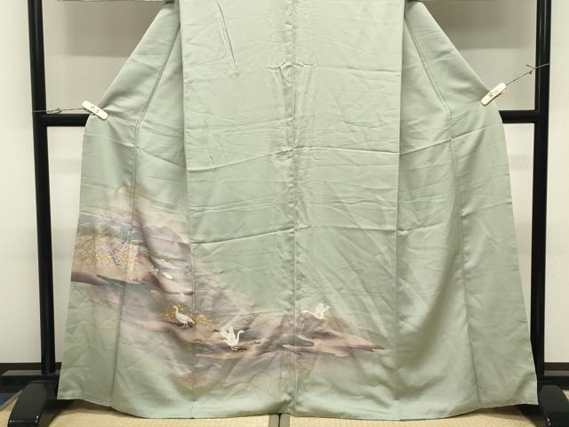 平和屋着物●訪問着 花鳥文 暈し染め 金銀彩 正絹 逸品 CABK2256gh