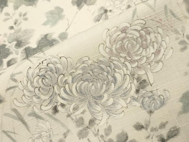 平和屋着物●訪問着 紬地 手描き 草木文 金彩 正絹 逸品 CABK2257gh