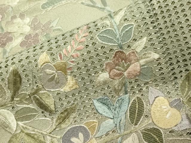 平和屋着物●色留訪問着 翠山刺繍 花車文 暈し染め 金糸 正絹 逸品 CABK2258gh