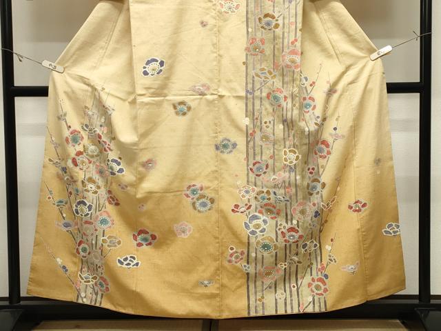 平和屋着物●訪問着 紬地 作家物 刺繍 槍梅文 暈し染め 金彩 正絹 逸品 CABK2260gh