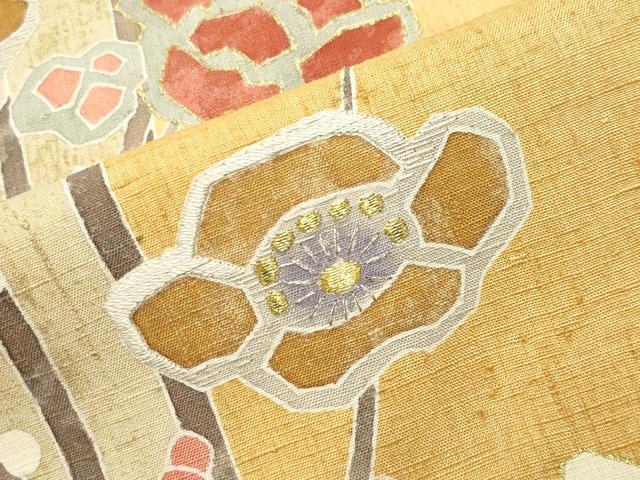 平和屋着物●訪問着 紬地 作家物 刺繍 槍梅文 暈し染め 金彩 正絹 逸品 CABK2260gh
