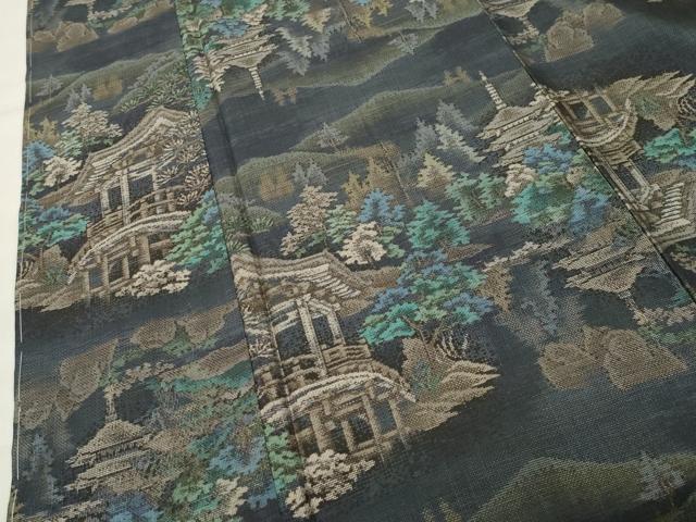 平和屋着物●都喜ヱ門 本場大島紬 9マルキ 風景文 藤絹織物謹製 正絹 逸品 未使用 CABK2272gh