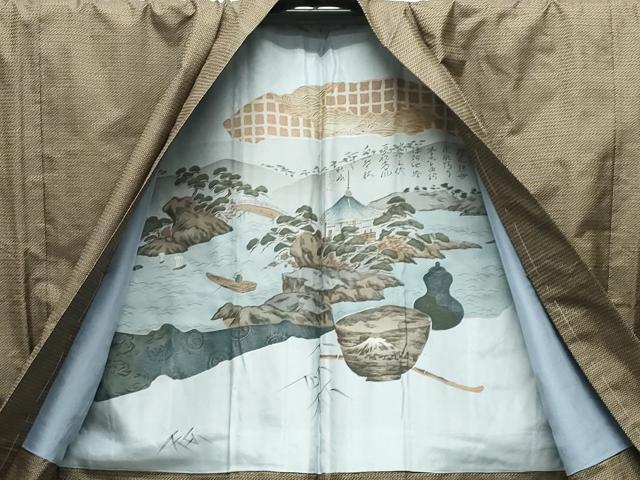 平和屋着物●男性 本場大島紬 アンサンブル・長襦袢セット 100亀甲 総詰め 正絹 逸品 未使用 CABK2280gh