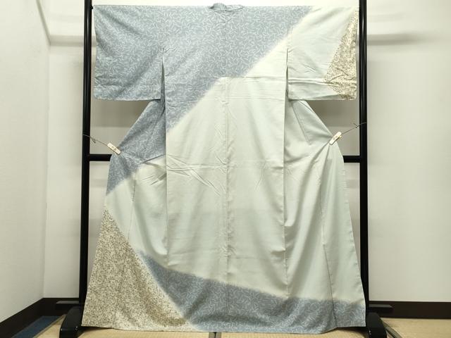 平和屋着物●訪問着 紬地 草花文 暈し染め さが美扱い 正絹 逸品 未使用 CABK2286gh