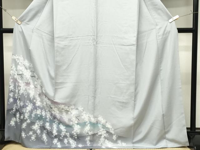 平和屋着物●訪問着 手描き 枝垂れ桜文 暈し染め ロング丈 正絹 逸品 CABK2298gh