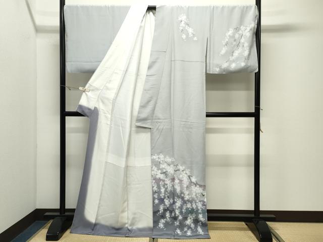 平和屋着物●訪問着 手描き 枝垂れ桜文 暈し染め ロング丈 正絹 逸品 CABK2298gh