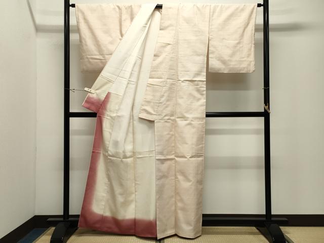 平和屋着物●紅花紬 米沢 霞文 正絹 逸品 CABK2314gh