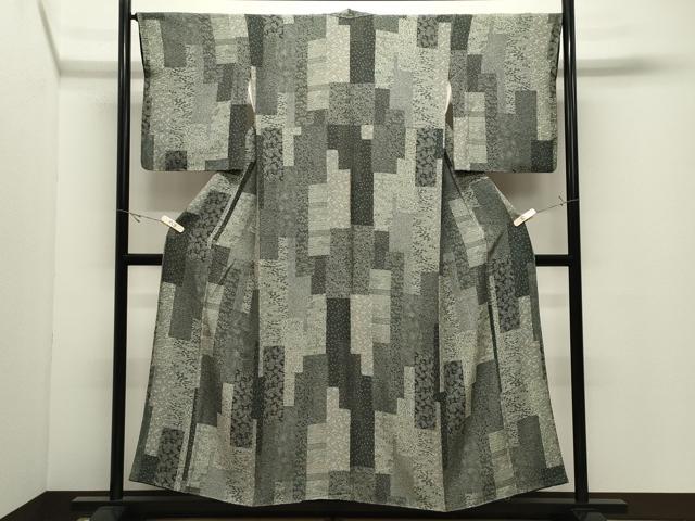 平和屋着物●江戸小紋 寄せ小紋柄 黒地 正絹 逸品 未使用 CABK2322gh