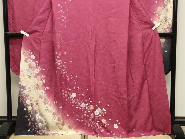 平和屋着物●豪華振袖 枝垂れ桜文 暈し染め 正絹 逸品 CABK2323gh