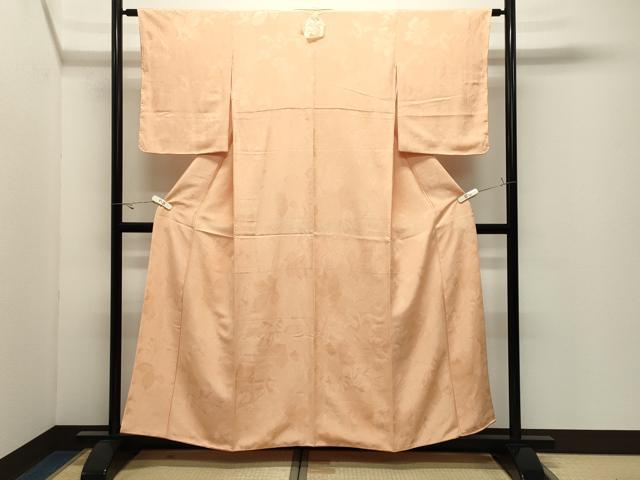 平和屋着物●上質な色無地 舞葉地紋 淡香色 正絹 逸品 未使用 CABK2325gh