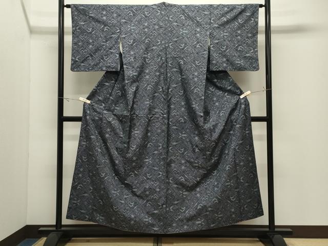平和屋着物●本場大島紬 7マルキ 菱草花文 正絹 逸品 CABK2330gh