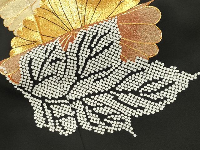 平和屋着物●豪華黒留袖 駒刺繍 菊文 金彩 正絹 逸品 CABK2332gh