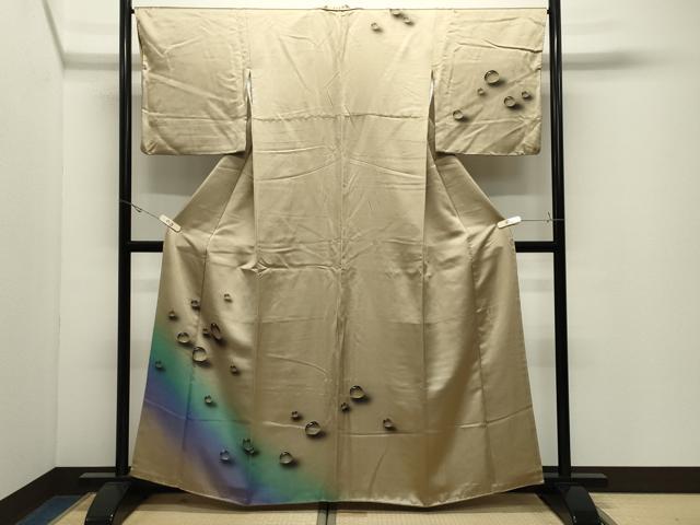 平和屋着物●染色作家 青木龍雲 訪問着 手描き 水玉 暈し染め 金彩 正絹 逸品 CABK2337gh