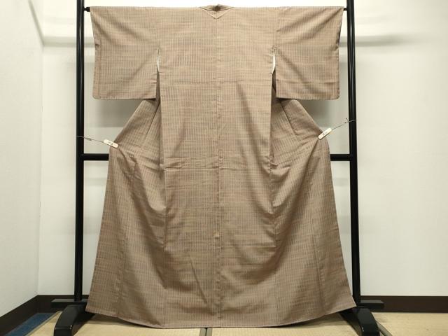 平和屋着物●上質なお召 縞 正絹 逸品 未使用 CABK2338gh