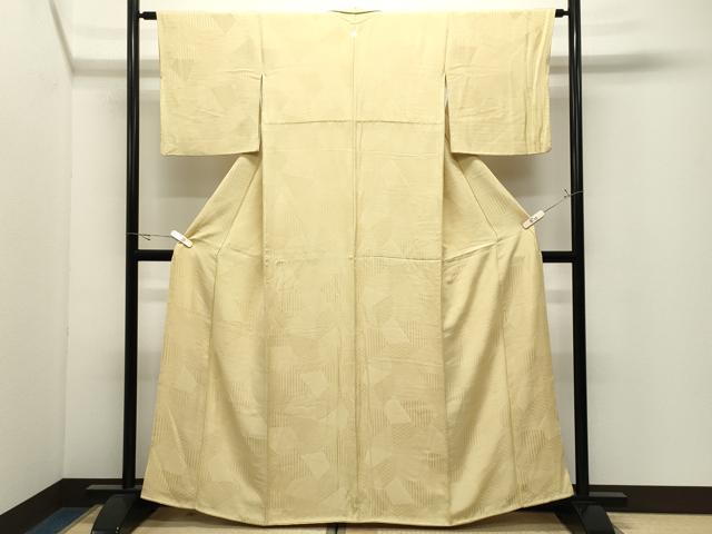 平和屋着物●上質な色無地 切嵌地紋 淡黄色 正絹 逸品 CABK2343gh
