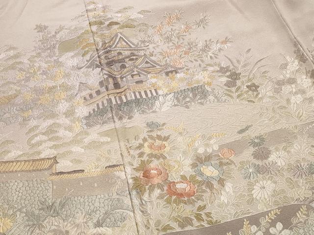 平和屋着物●豪華色留袖 総刺繍 呉県刺繍 彦根城 暈し染め 正絹 逸品 CABK2353gh
