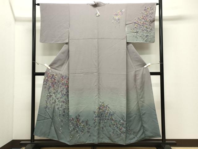 平和屋着物●訪問着 総刺繍 舞花文 暈し染め 金糸 正絹 逸品 未使用 CABK2357gh