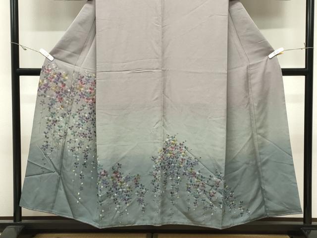 平和屋着物●訪問着 総刺繍 舞花文 暈し染め 金糸 正絹 逸品 未使用 CABK2357gh