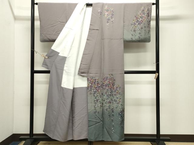 平和屋着物●訪問着 総刺繍 舞花文 暈し染め 金糸 正絹 逸品 未使用 CABK2357gh
