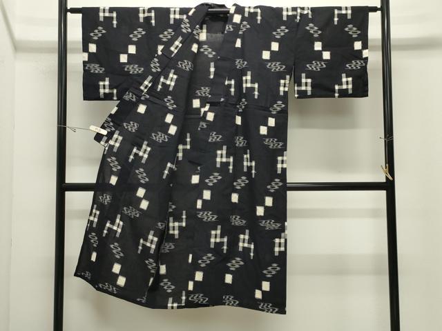 平和屋着物●久留米絣 単衣 琉球絣文様 綿 逸品 CABK2370gh