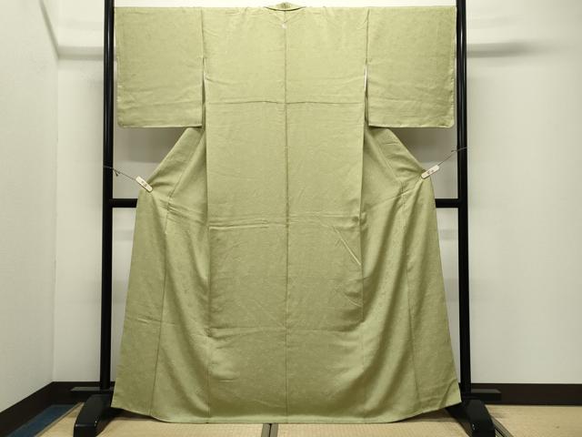 平和屋着物●上質な色無地 辻が花地紋 抹茶色 正絹 逸品 未使用 CABK2373gh