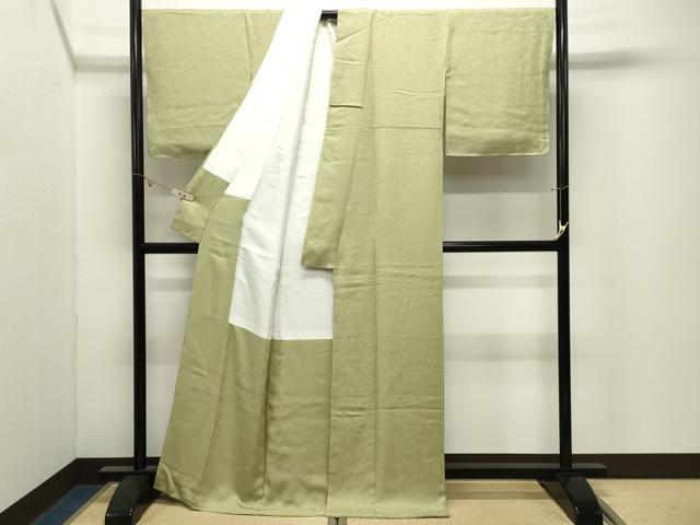 平和屋着物●上質な色無地 辻が花地紋 抹茶色 正絹 逸品 未使用 CABK2373gh