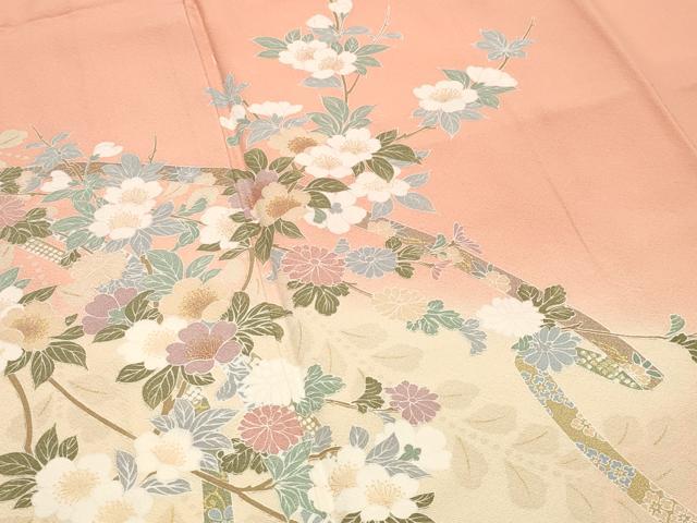 平和屋着物●訪問着 鬘帯花文 暈し染め 金彩 正絹 逸品 CABK2385gh