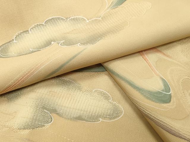 平和屋着物●上質な小紋 地紋起こし 雲重ね流水文 正絹 逸品 未使用 CABK2410gh