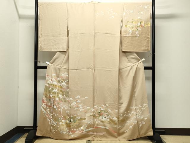 平和屋着物●訪問着 群鶴松花文 暈し染め 金銀彩 正絹 逸品 CABK2412gh