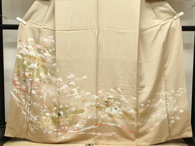 平和屋着物●訪問着 群鶴松花文 暈し染め 金銀彩 正絹 逸品 CABK2412gh