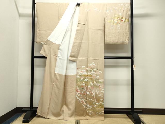 平和屋着物●訪問着 群鶴松花文 暈し染め 金銀彩 正絹 逸品 CABK2412gh