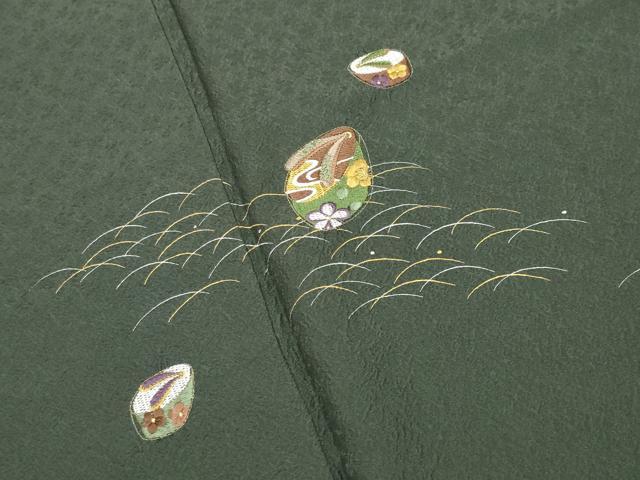 平和屋着物●訪問着 刺繍 ぽっくり下駄 金彩 ロング丈 正絹 逸品 CABK2428gh