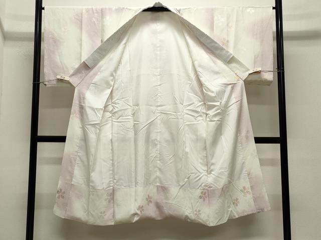 平和屋着物●長襦袢 袷 地紋起こし 桜ろまん 暈し染め 半衿刺繍 正絹 逸品 CABK2429gh
