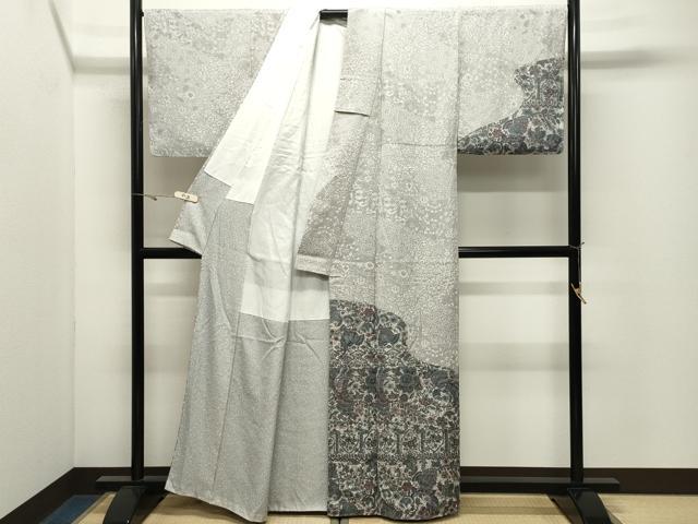 平和屋着物●訪問着 お召地 更紗花唐草文 正絹 逸品 未使用 CABK2434gh