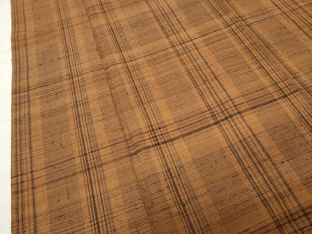 平和屋着物●郡上紬 草木染 格子柄 正絹 逸品 CABK2438gh