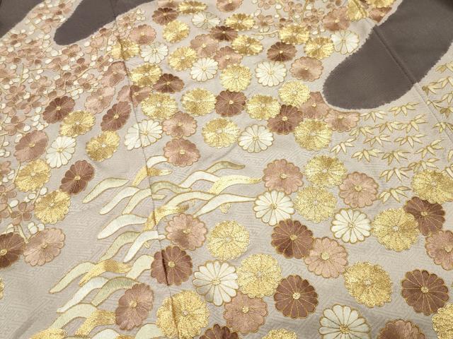平和屋着物●訪問着 総刺繍 駒刺繍 松竹梅菊文 正絹 逸品 CABK2439gh