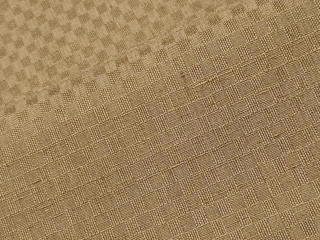 平和屋着物●螺鈿工芸作家 佐野正喜監修 紬 市松地紋 黄橡色 ロング丈 正絹 逸品 CABK2448gh