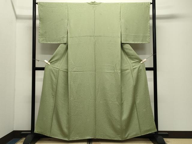 平和屋着物●上質な色無地 舞菊地紋 抹茶色 正絹 逸品 未使用 CABK2455gh