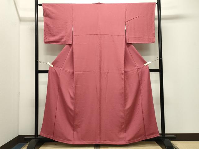 平和屋着物●上質な色無地 花唐草地紋 真朱色 正絹 逸品 未使用 CABK2489gh