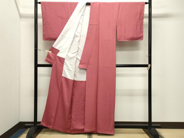 平和屋着物●上質な色無地 花唐草地紋 真朱色 正絹 逸品 未使用 CABK2489gh