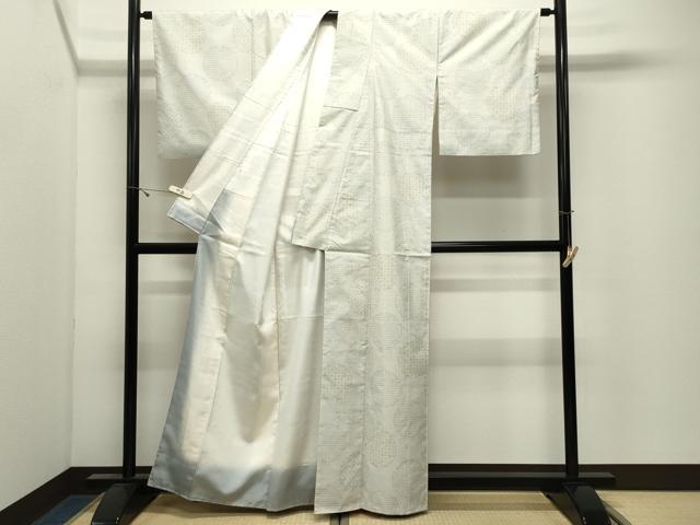平和屋着物●本場大島紬 白大島 9マルキ 雪輪重ね文 正絹 逸品 CABK2496gh