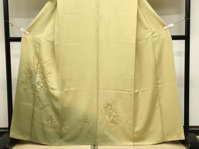 平和屋着物●中国三大刺繍 スワトウ刺繍 総刺繍 訪問着 地紙草花文 暈し染め 金銀彩 正絹 逸品 未使用 CABK2503gh