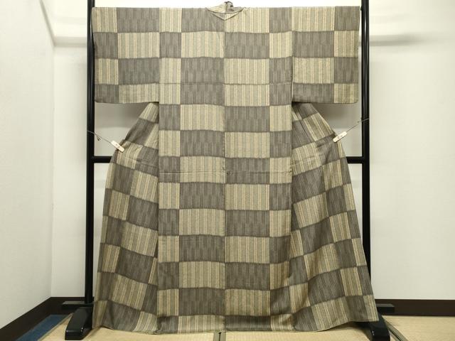平和屋着物●上質な小紋 市松文 正絹 逸品 CABK2504gh