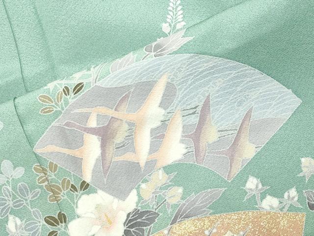 平和屋着物●訪問着 地紙飛鶴花文 暈し染め 金彩 正絹 逸品 CABK2507gh