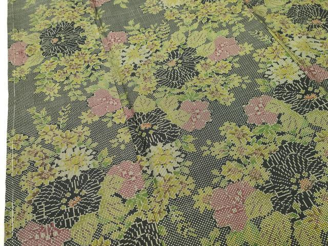 平和屋着物●本場大島紬 7マルキ 草花文 正絹 逸品 未使用 CABK2510gh