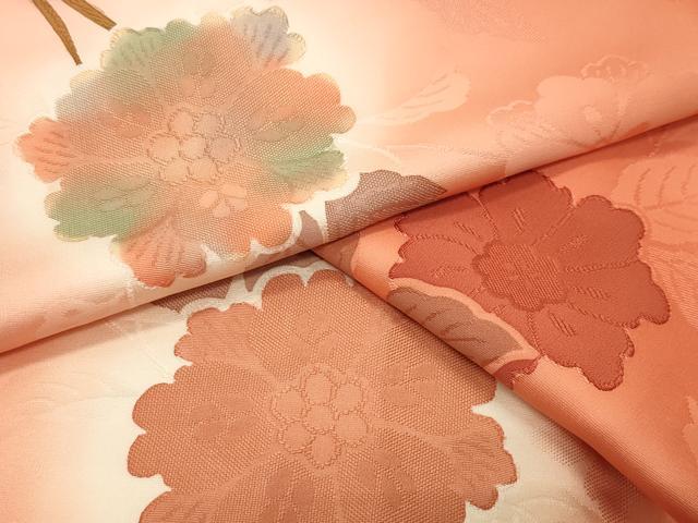 平和屋着物●上質な小紋 地紋起こし 更紗花唐草文 暈し染め 正絹 逸品 CABK2518gh