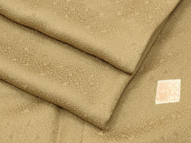 平和屋着物●上質な色無地 作家物 鱗地紋 榛色 正絹 逸品 CABK2529gh